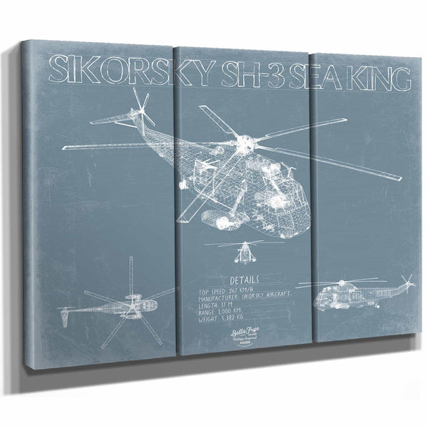 Bella Frye Home & Garden > Decor > Artwork Sikorsky SH-3 Sea King Blueprint Wall Art - Original Aviation Print