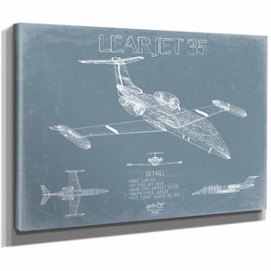Bella Frye Home & Garden > Decor > Artwork Learjet 35 Aircraft Blueprint Wall Art - Original Airplane Print