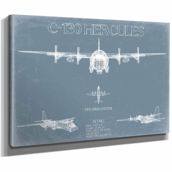 Bella Frye Home & Garden > Decor > Artwork Lockheed C-130 Hercules Blueprint Wall Art - Original Aviation Plane Print