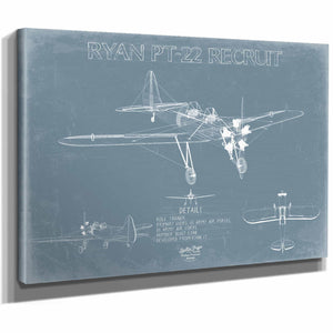 Bella Frye Home & Garden > Decor > Artwork Ryan PT-22 Recruit Blueprint Wall Art - Original Airplane Print