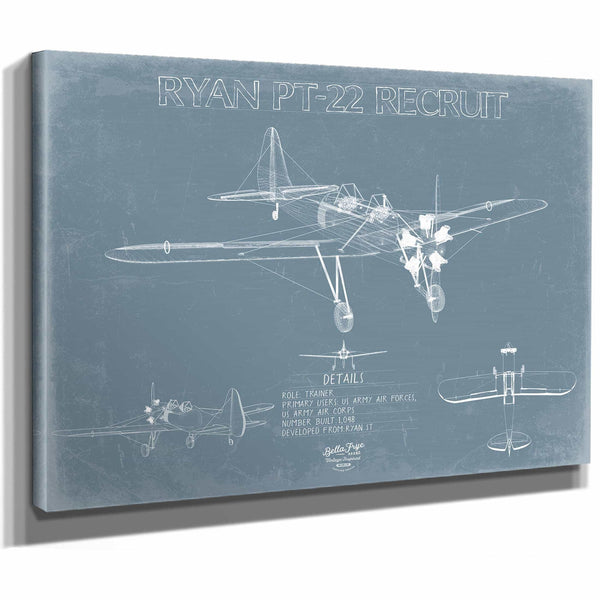 Bella Frye Home & Garden > Decor > Artwork Ryan PT-22 Recruit Blueprint Wall Art - Original Airplane Print