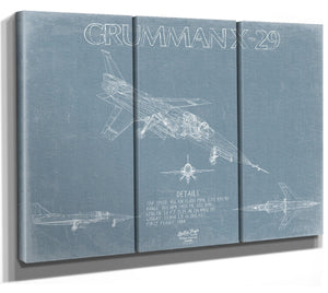 Bella Frye Home & Garden > Decor > Artwork Grumman X-29 Aircraft Blueprint Wall Art - Original Airplane Print