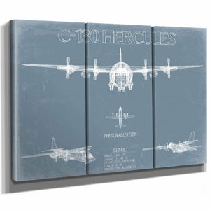 Bella Frye Home & Garden > Decor > Artwork Lockheed C-130 Hercules Blueprint Wall Art - Original Aviation Plane Print