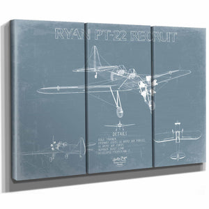 Bella Frye Home & Garden > Decor > Artwork Ryan PT-22 Recruit Blueprint Wall Art - Original Airplane Print