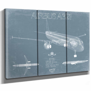 Bella Frye Home & Garden > Decor > Artwork Airbus A321 Aircraft Blueprint Wall Art - Original Aviation Plane Print