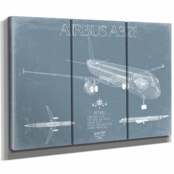 Bella Frye Home & Garden > Decor > Artwork Airbus A321 Aircraft Blueprint Wall Art - Original Aviation Plane Print