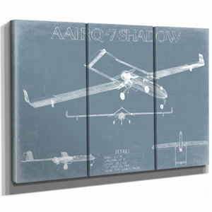Bella Frye Home & Garden > Decor > Artwork AAI RQ-7 Shadow Aircraft Blueprint Wall Art - Original UAV Print