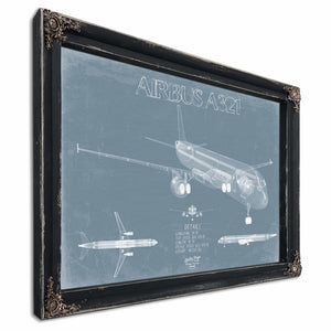 Bella Frye Home & Garden > Decor > Artwork Airbus A321 Aircraft Blueprint Wall Art - Original Aviation Plane Print