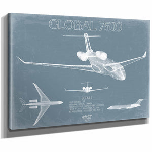 Bella Frye Home & Garden > Decor > Artwork Bombardier Global 7500 Aircraft Blueprint Wall Art - Original Aviation Plane Print