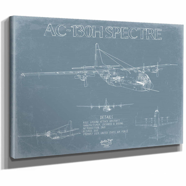 Bella Frye Home & Garden > Decor > Artwork AC-130H Spectre Aircraft Blueprint Wall Art - Original Aviation Plane Print