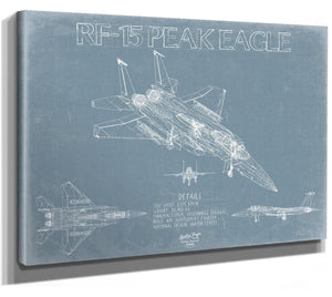 Bella Frye Home & Garden > Decor > Artwork RF-15 Peek Eagle Aircraft Blueprint Wall Art - Original Fighter Plane Print