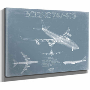 Bella Frye Home & Garden > Decor > Artwork Boeing 747-400 Aircraft Blueprint Wall Art - Original Aviation Plane Print