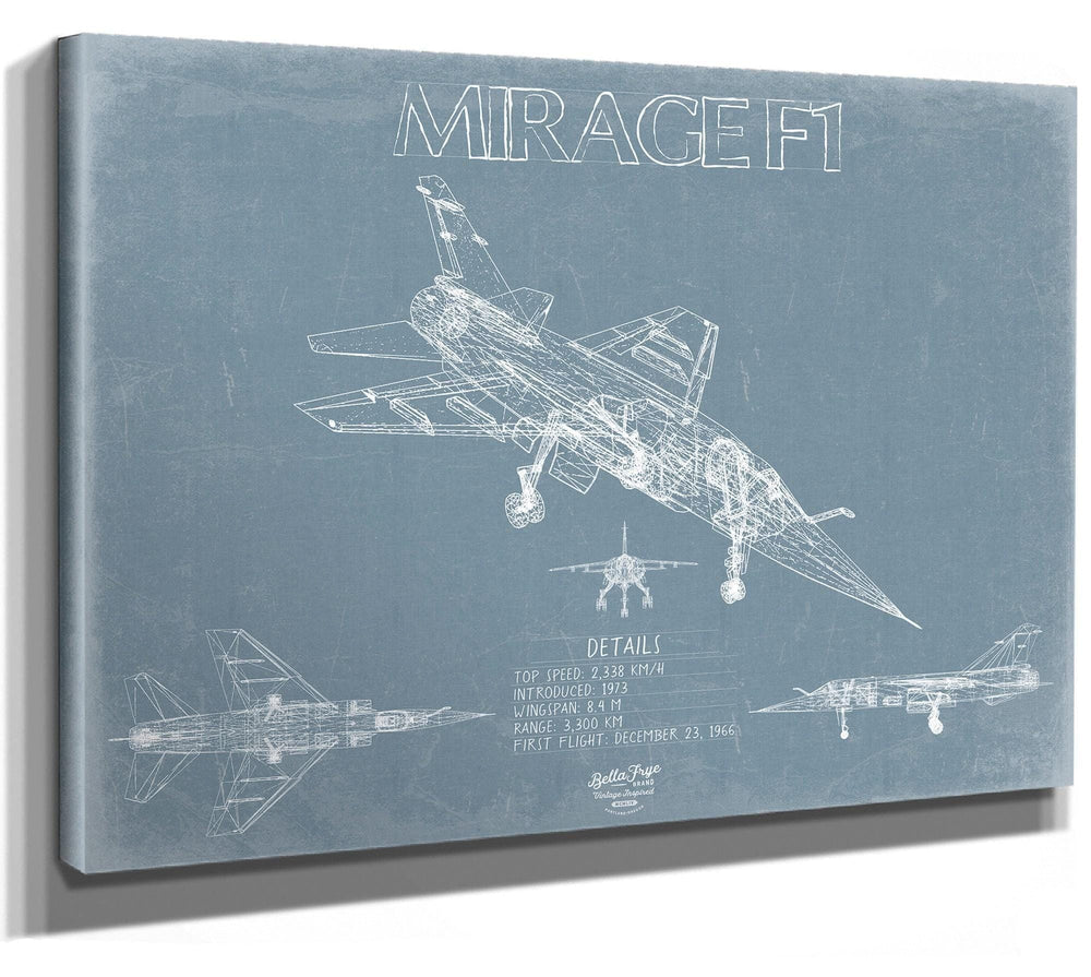 Bella Frye Home & Garden > Decor > Artwork Dassault Mirage F1 Aircraft Blueprint Wall Art - Original Fighter Plane Print