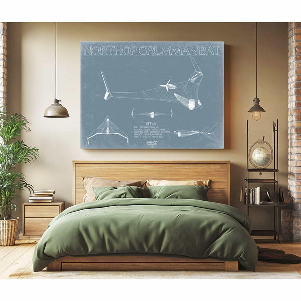 Bella Frye Home & Garden > Decor > Artwork Northrop Grumman Bat UAV Blueprint Wall Art - Original UAV Print