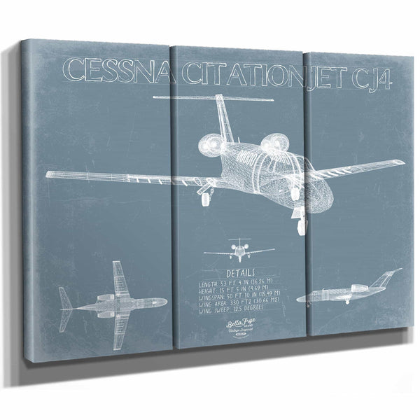 Bella Frye Home & Garden > Decor > Artwork Cessna Citation CJ4 Aircraft Blueprint Wall Art - Original Airplane Print