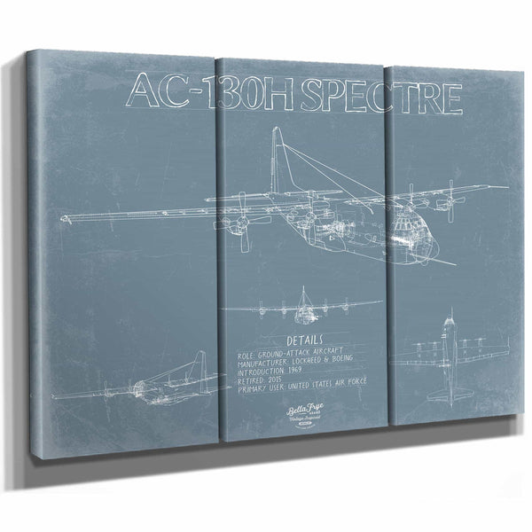 Bella Frye Home & Garden > Decor > Artwork AC-130H Spectre Aircraft Blueprint Wall Art - Original Aviation Plane Print