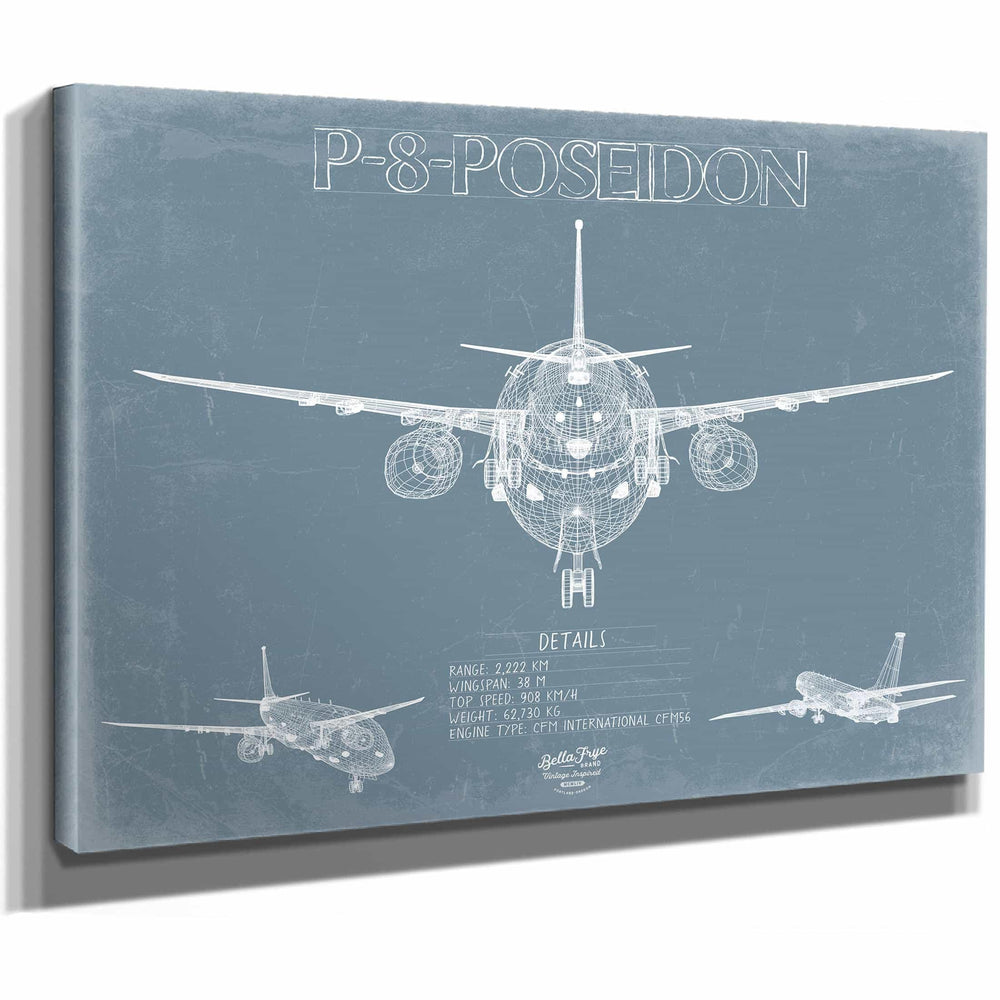 Bella Frye Home & Garden > Decor > Artwork P-8 Poseidon Aircraft Blueprint Wall Art - Original Airplane Print