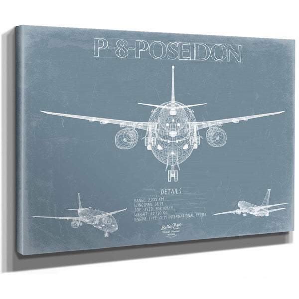 Bella Frye Home & Garden > Decor > Artwork P-8 Poseidon Aircraft Blueprint Wall Art - Original Airplane Print