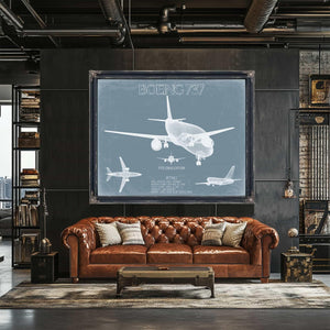 Bella Frye Home & Garden > Decor > Artwork Boeing 737 Aircraft Blueprint Wall Art - Original Aviation Plane Print