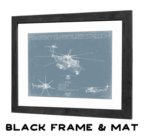 Bella Frye Home & Garden > Decor > Artwork Sikorsky CH-53E Super Stallion Aircraft Blueprint Wall Art - Original Jet Aviation Print