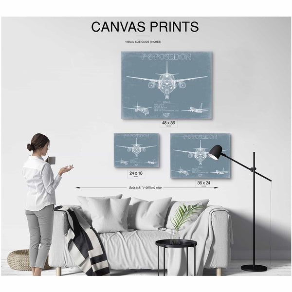 Bella Frye Home & Garden > Decor > Artwork P-8 Poseidon Aircraft Blueprint Wall Art - Original Airplane Print