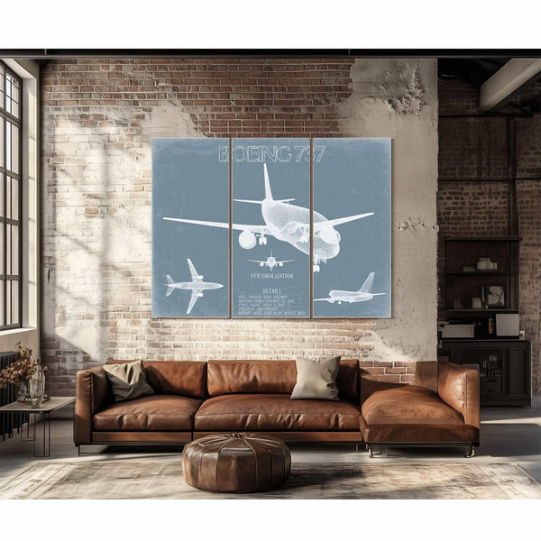 Bella Frye Home & Garden > Decor > Artwork Boeing 737 Aircraft Blueprint Wall Art - Original Aviation Plane Print