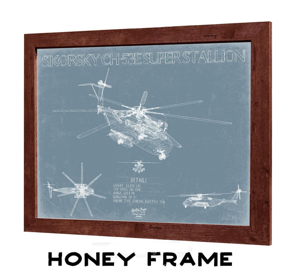 Bella Frye Home & Garden > Decor > Artwork Sikorsky CH-53E Super Stallion Aircraft Blueprint Wall Art - Original Jet Aviation Print
