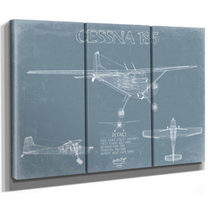 Bella Frye Home & Garden > Decor > Artwork Cessna 185 Skywagon Aircraft Blueprint Wall Art - Original Airplane Print