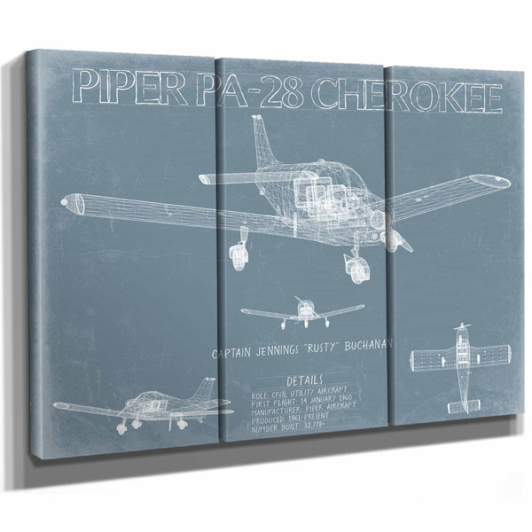 Bella Frye Home & Garden > Decor > Artwork Piper PA-28 Cherokee Aircraft Blueprint Wall Art - Original Airplane Print