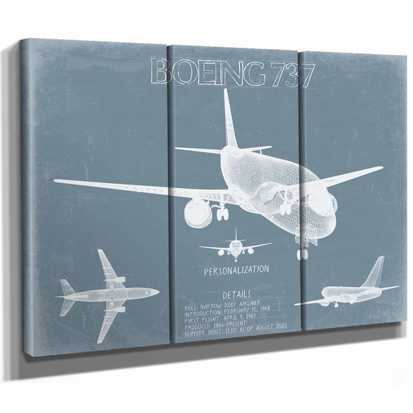 Bella Frye Home & Garden > Decor > Artwork Boeing 737 Aircraft Blueprint Wall Art - Original Aviation Plane Print