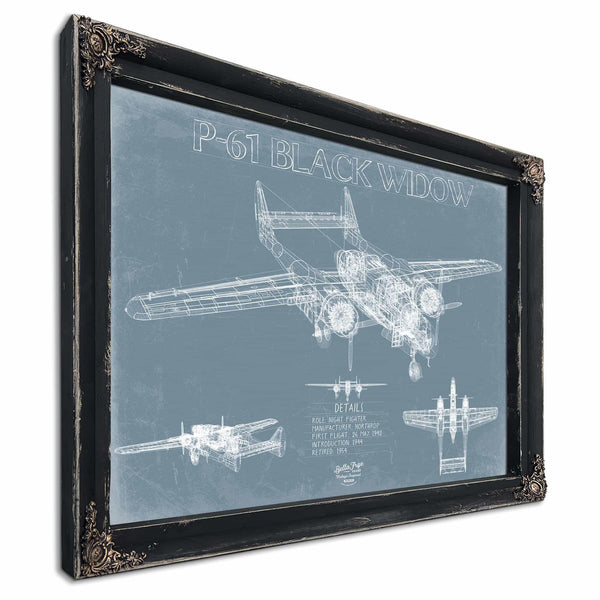 Bella Frye Home & Garden > Decor > Artwork P-61 Black Widow Aircraft Blueprint Wall Art - Original Fighter Plane Print