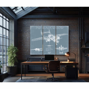 Bella Frye Home & Garden > Decor > Artwork P-61 Black Widow Aircraft Blueprint Wall Art - Original Fighter Plane Print