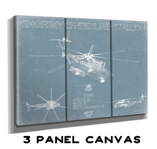 Bella Frye Home & Garden > Decor > Artwork Sikorsky CH-53E Super Stallion Aircraft Blueprint Wall Art - Original Jet Aviation Print