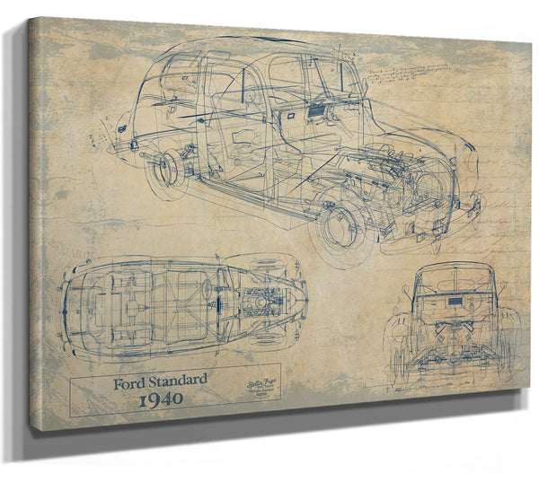Bella Frye 1940 Ford Standard Blueprint: Vintage Automotive Patent Art