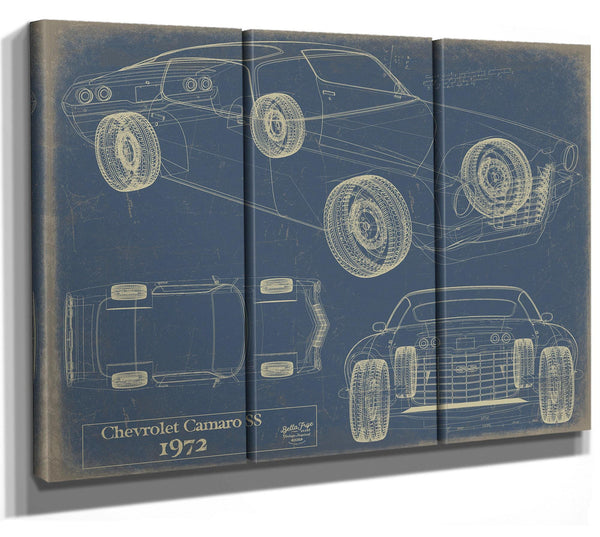 Bella Frye Vintage 1972 Camaro SS Car Art - Gifts for Guys - Original Vehicle Print