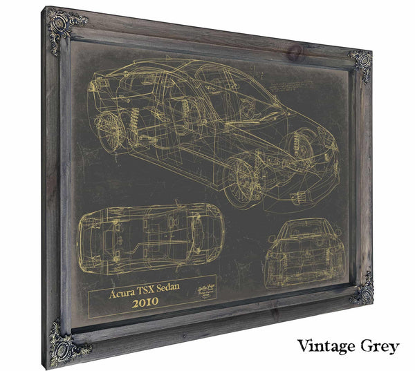 Bella Frye Vintage 2010 Car Model Print,  Original Blueprint Canvas, Framed, or Unframed Art