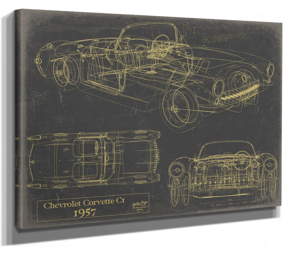 Bella Frye Old 1957 Chevrolet Corvette C1 Car Blueprint,  - Original Vehicle Patent Art