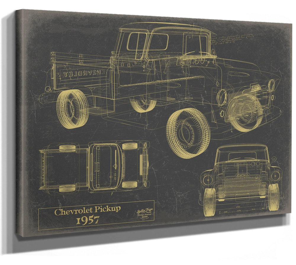 Bella Frye Vintage 1957 Chevrolet Pickup Truck Model Mancave Blueprint Art
