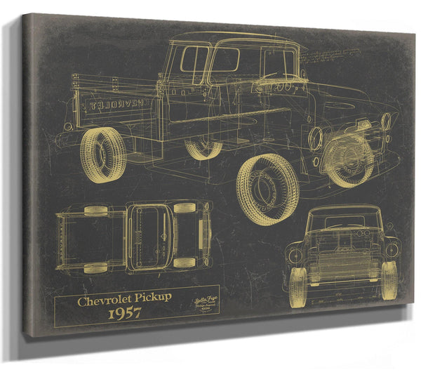 Bella Frye Vintage 1957 Chevrolet Pickup Truck Model Mancave Blueprint Art