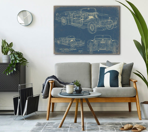 Bella Frye Vintage 53 Convertible Car Blueprint - Gifts for Husband  - Original Vehicle Wall Art