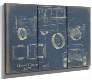 Bella Frye Vintage 1957 Chevrolet Pickup Truck Model Mancave Blueprint Art