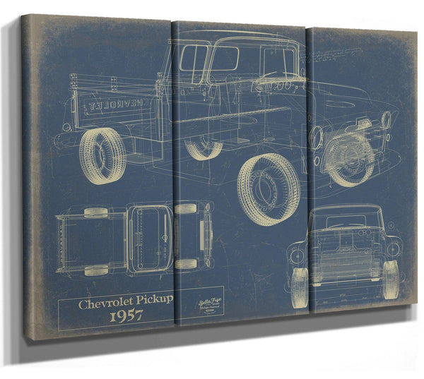 Bella Frye Vintage 1957 Chevrolet Pickup Truck Model Mancave Blueprint Art