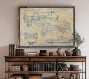 Bella Frye 1977 Ford Pickup Truck Model, Original Mancave Blueprint Art