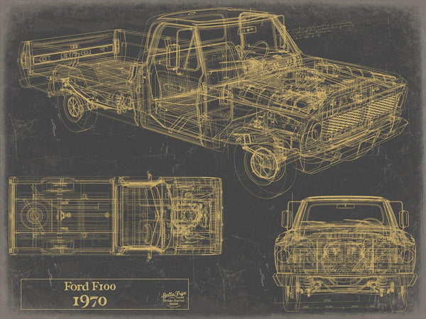 Bella Frye 1970 Ford F100 Truck Model Mancave Blueprint Art