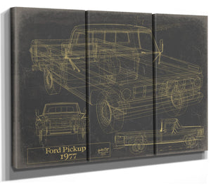 Bella Frye 1977 Ford Pickup Truck Model, Original Mancave Blueprint Art