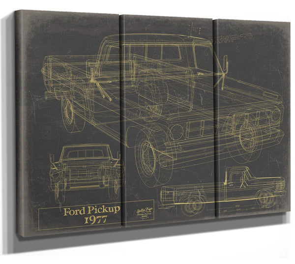 Bella Frye 1977 Ford Pickup Truck Model, Original Mancave Blueprint Art