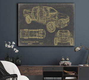 Bella Frye Vintage 2017 Car Model Print,  Original Blueprint Canvas, Framed, or Unframed Art