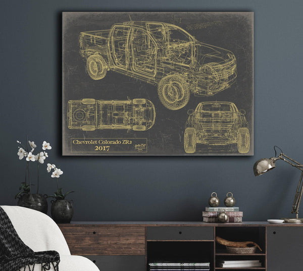 Bella Frye Vintage 2017 Car Model Print,  Original Blueprint Canvas, Framed, or Unframed Art