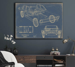 Bella Frye Vintage 1979 Ford Falcon Car Model Print,  Original Blueprint Canvas, Framed, or Unframed Art