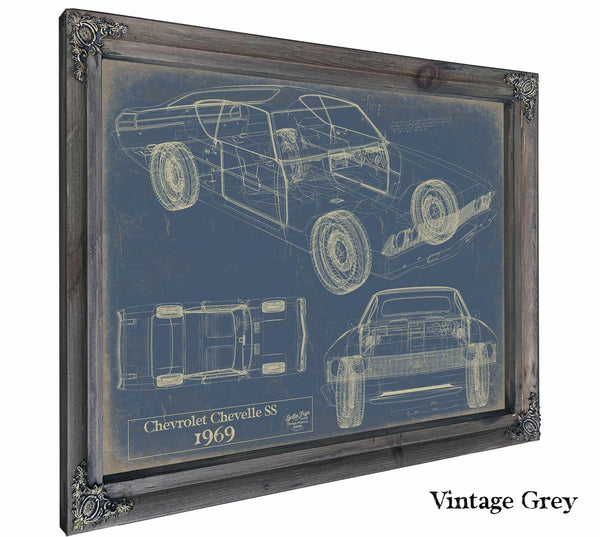 Bella Frye Vintage 1969 Chevrolet Chevelle SS Car Art - Gifts for Guys - Original Vehicle Print